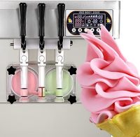 Nouvelle machine à crème glacée molle commerciale ETL 3 saveurs grande capacité, facile à utiliser pour les chaînes de restauration rapide, entièrement transparente
