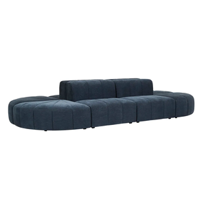 Set furnitur ruang tamu sofa desain mewah beludru biru dongker 1 + 2 + 3 bagian sofa - Product Image 5