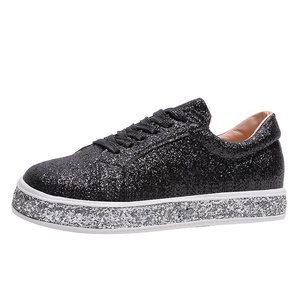 Baskets plates à plateforme scintillantes <span class=keywords><strong>pour</strong></span> femmes, bout rond, <span class=keywords><strong>chaussures</strong></span> décontractées antidérapantes à semelle en caoutchouc <span class=keywords><strong>pour</strong></span> fêtes et usage quotidien - Product Image 3