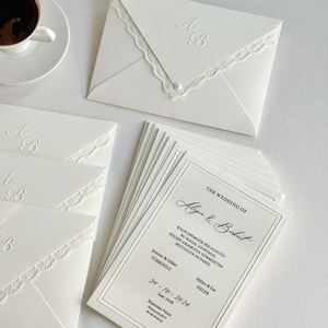 การ์ดเชิญงานแต่งงานลูกไม้ลายนูนหรูหรา พิมพ์แบบ Letterpress บนกระดาษออฟเซ็ต การ์ดอวยพรออกแบบเองได้ พิมพ์โดย Alna Printing - Product Image 2