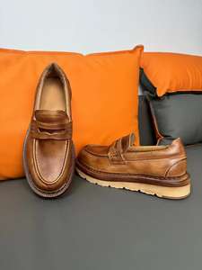 Роскошные мужские туфли Goodyear, коричневые туфли из натуральной кожи с заостренным носком, без застежки, для офиса или зимнего сезона - Product Image 5