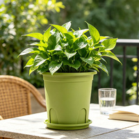 Pot de fleurs rond en plastique vert durable pour la décoration de jardin, idéal pour le contrôle des racines des plantes et la culture des roses (type gallon)