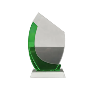 HDW Factory Cheap Wholesale K9 Blank Crystal Trophy Awards Custom Creative Green Crystal Glass Trophy Awards for Souvenirs