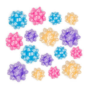 Grace 16ct Metallic Polypropylene Star <b>Bow</b> <b>Gift</b> Wrapping <b>Bows</b> Assort Macaron Colors Christmas Decorative Plain Confetti - Product Image 1