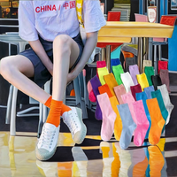 Chaussettes décontractées en coton tricoté respirant pour femmes, couleur unie, couleur bonbon, longueur cheville, confortables pour un usage quotidien, printemps-été
