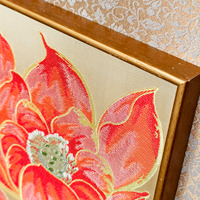 Panel dinding seni tekstil dekoratif bertema bunga, tenun brokat sutra murbei gaya Chinoiserie buatan tangan, karya seni ramah lingkungan
