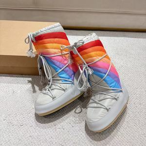 Bottes de neige Moon Ski pour sports d'hiver, épaisses, chaudes, à manches en coton, antidérapantes, résistantes à l'usure, à lanières, longues, en fourrure pour femmes - Product Image 1