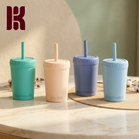 Homestockplus Gobelets réutilisables en paille de blé avec couvercle à vis et pailles en silicone, 10 oz, sans BPA, compatibles lave-vaisselle et congélateur, pour adultes