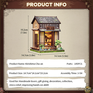 CuteBee Promotion Kit DIY Book Nook CWGC219, Puzzle 3D en Bois, Maison Miniature Style Japonais <span class=keywords><strong>Kirishima</strong></span> Cha-an, Décoration d'Insertion pour Étagère - Product Image 2