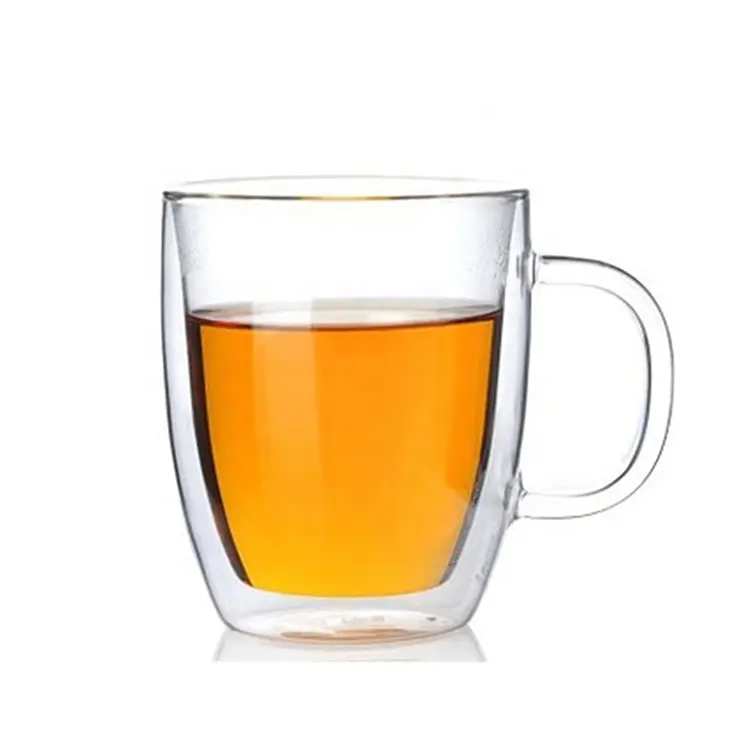 Bicchieri in vetro a doppia parete da 12 once/350 ml con caffè tè Latte, tazza da caffè in vetro, bicchieri da birra con manico