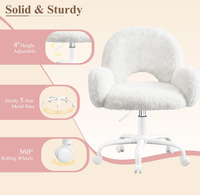 Fauteuil de bureau en velours Teddy à poils longs, avec dossier incurvé et accoudoirs intégrés, idéal pour la maison, le bureau ou les salons de beauté (vente en gros)