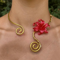 Nouveauté : Collier ajustable en spirale florale, motif fleur d'iris irisée, enroulé à la main, bijou de mode pour femme