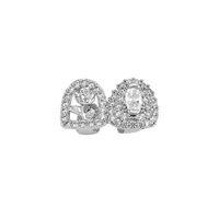 Grillz dentaire double en laiton plaqué or véritable, entièrement serti de zircons, motif rose, style Hip Hop, pour Halloween