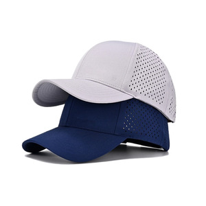 Promotionnel de haute qualité respirant couleur unie blanc plaine découpé au Laser trou Golf corde chapeau 5 panneaux Baseball perforé chapeau - Product Image 1