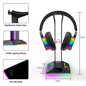 <span class=keywords><strong>Support</strong></span> de <span class=keywords><strong>casque</strong></span> de jeu RGB avec deux Ports USB type-c, bande lumineuse RGB, <span class=keywords><strong>support</strong></span> de <span class=keywords><strong>casque</strong></span> de bureau - Product Image 2