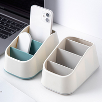 Support de télécommande en bambou à 3 emplacements avec boîte de rangement de bureau à double niveau, organisateur de télévision et de téléphone et support domestique