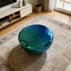 <span class=keywords><strong>Tavolino</strong></span> da Caffè Decorativo Nordico Blu Verde con Finitura Cromata, Sgabello Artistico Minimalista per Casa, Appartamento, Salotto, Piedistallo, <span class=keywords><strong>Tavolino</strong></span> d'Appoggio - Product Image 3