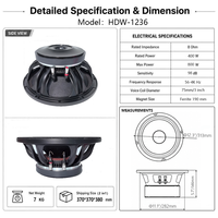 Subwoofer professionnel en ferrite de 12 pouces, 400W, 8 ohms, haut-parleur de basses haute puissance avec bobine vocale de 100 mm en métal pour l'audio de scène