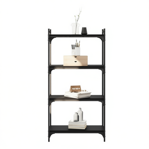 4 Tier <b>Black</b> Engineered Wood <b>Bookcase</b> 23.6x11.8x47.2 Inches Minimalist Modern Living Room Furniture Freestanding Shelf - Product Image 1
