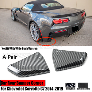 มุมกันชนหลังรถยนต์สำหรับ Chevrolet Corvette C7 2014-2019 ชุดแต่งดิฟฟิวเซอร์ข้าง สปอยเลอร์ บังโคลน สีดำเงา ลายคาร์บอนไฟเบอร์ - Product Image 1