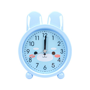 Réveil éducatif pour enfants, design lapin et chat de dessin animé, horloge de bureau silencieuse pour chambre d'enfant, usage scolaire, bleu violet - Product Image 5