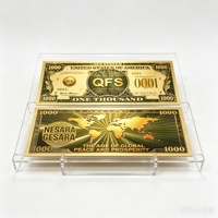 Billet de banque en feuille d'or à thème Global Peace, motif carte du monde, carte de monnaie fantaisie pour collectionnables et souvenirs, vente en gros