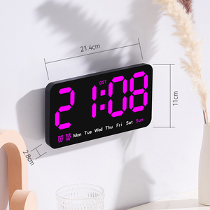 <span class=keywords><strong>Horloge</strong></span> de bureau intelligente géante à LED avec calendrier numérique lumineux à ressort miniature pour chambre à coucher, modèle à insérer de lettres, alarme horaire - Product Image 2