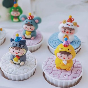 Cartoon 3D Chinese Zodiac Animal Figurines Cake Toppers Reusable Birthday Decorations For Children's Cakes - Product Image 4