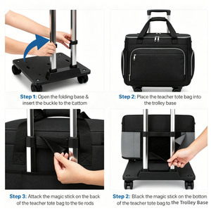 Bolsa de Maestra con Ruedas de Gran Capacidad Personalizada, Carrito Multifuncional con Asa Desmontable, Múltiples Compartimentos, OEM/ODM - Product Image 2