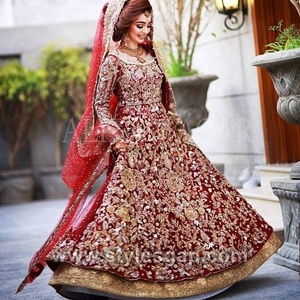 Lehenga Choli de Novia Elegante y Moderno 2021, Bordado con Cuentas de Cristal, para Boda/Fiesta, Hecho de Seda - Product Image 1