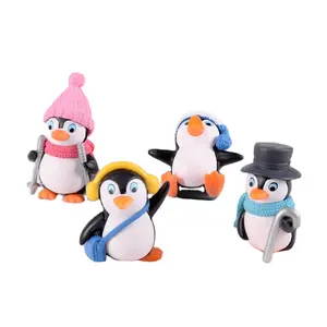 4 Stile Cartoon Tierfiguren Winter Weihnachten Pinguin Mini Kunststoff Handwerk für Kinder Geschenke Desktop Ornament Home Decoration