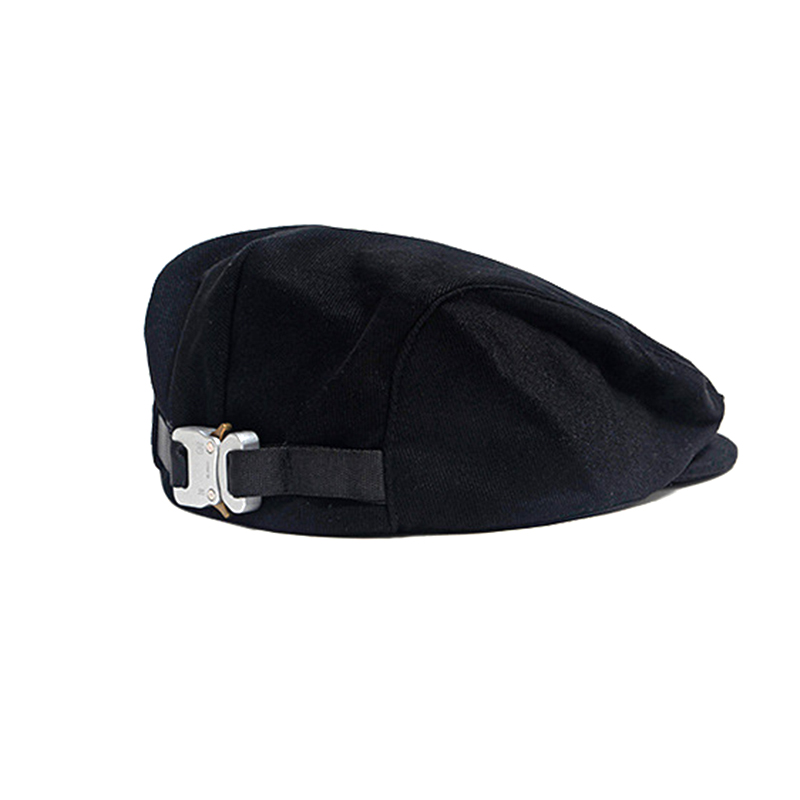 Тактический унисекс, модный однотонный зимний теплый берет, берет с пряжкой, черная шапка
