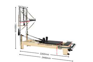 Reformer Pilates portable de haute qualité en forme de demi-trapeze avec lit en bois d'érable, rail complet et fonctions d'exercices corporels - Product Image 2
