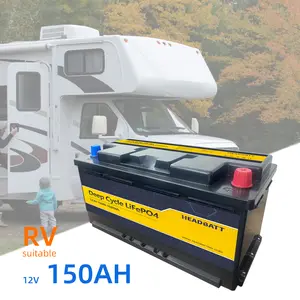 Headbatt OEM מפעל עמוק מחזור slim RV מנוע בית 12v 150ah lifepo4 accu lifepo4 סוללה ליתיום יון סוללות