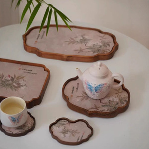 Juego de posavasos de madera de nogal, forma irregular, aislante del calor, antideslizante, para servir té y café en hoteles. - Product Image 2