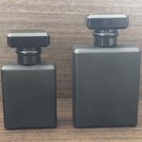 Flacon de parfum atomiseur mat noir 30 ml, carré plat, pour voyage, avec bouchon en T et emballage, pour homme