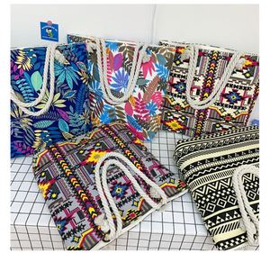 Bolsos Tote Bohemios de un Solo Hombro de 45*40*11cm, Bolsos de Lona con Estampado Floral Retro, Gran Capacidad, Portátiles, en Stock - Product Image 3
