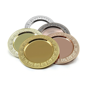 Assiettes de Présentation Premium 30cm (11 Pouces) en Acier Inoxydable Doré pour Mariages et Événements – Plateaux de Service - Product Image 1