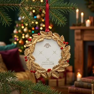 Golden Holly Leaf <b>Christmas</b> Ornament 2.5x2.5 In Round Metal Decor Indoor Classic Style Handcrafted 10083-22AIA1 - Product Image 4