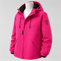 Veste coupe-vent unisexe à capuche enduite, coupe ample, manches à patchs tendance, fermeture éclair intégrale, légère, pour ville et extérieur, décontractée, personnalisable