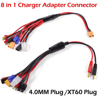 Adaptateur de chargeur RC multifonction 8-en-1, cordon XT60 4,0 mm, Tamiya Futaba TRX Deans EC3 JST, pour voiture RC