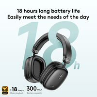 Casque sans fil supra-auriculaire AT6 noir pour Bluetooth 5.3 - Étanche IPX4 jusqu'à 20 heures d'autonomie, double mode pour le gaming et les voyages
