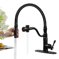 Robinet de cuisine moderne en laiton brossé avec valve en céramique, douchette extractible, monocommande, double bec, pour remplissage de casseroles, à poser sur comptoir