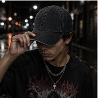 Casquette Dad Hat en Denim Délavé Personnalisé 2026, Motif Ghost Vintage Foncé, Résistante à l'Eau, Style Sportif, OEM ODM, Vente en Gros