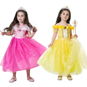 Kerst Cosplay Baby Meisjes Aurora Verkleden Outfits Halloween Feest Schoonheid En Het Beest Film Prinses Belle Jurk Kostuums