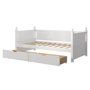 Lit enfant avec tiroirs de rangement, structure en bois blanc, pour chambre d'enfant - Product Image 5
