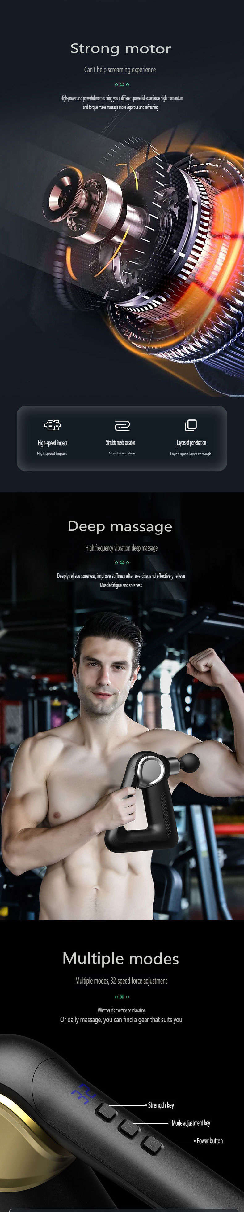strong motor Gym Comfortable and effective exercise pain Relief Percussion fitness fascial muscle deep tissue massager