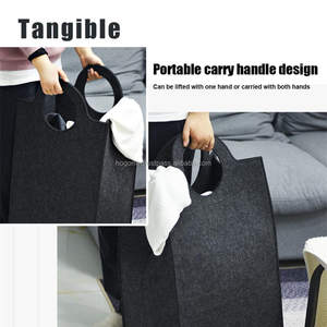 Cesto para Ropa Sucia de Fieltro de Poliéster con Asa Metálica y Tapa, Diseño Moderno Plegable y Apilable, Ecológico para Baño - Product Image 4