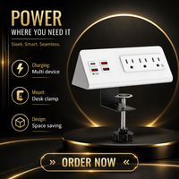 Prise de bureau à pince US avec 3 ports USB et USB-C, installation facile pour bureau, table de chevet et table basse, module d'alimentation