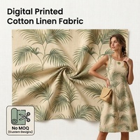 Tissu en mélange de lin et de coton doux, tissé, imprimé numériquement sur mesure, motif floral, pour vêtements, sans quantité minimale de commande
